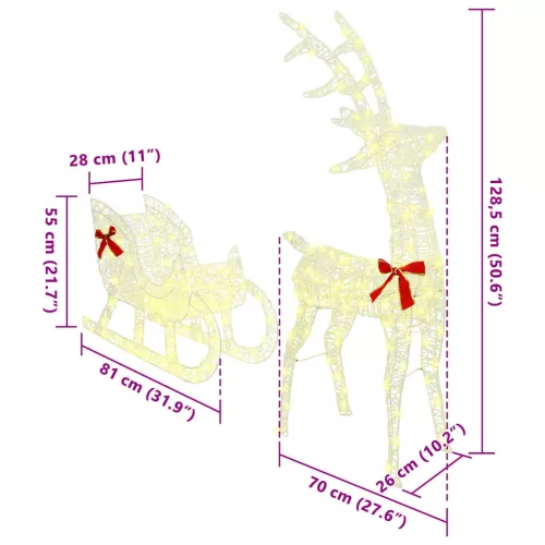  Rénszarvas húzta szán Meleg fehér 120 cm 55 cm Akril