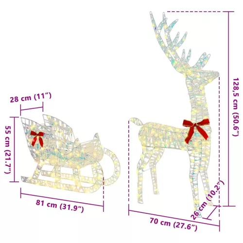  Rénszarvas húzta szán Meleg fehér 120 cm 55 cm PET