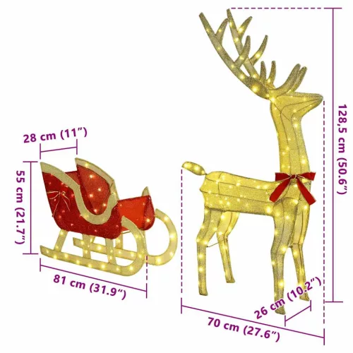  Rénszarvas húzta szán Meleg fehér 120 cm 55 cm szövet