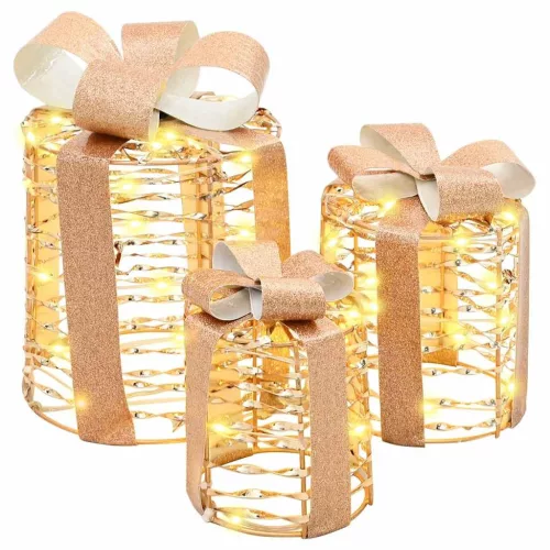  Ajándékdoboz Dekoráció 3 pcs Meleg fehér 12 cm 15 cm 20 cm PET