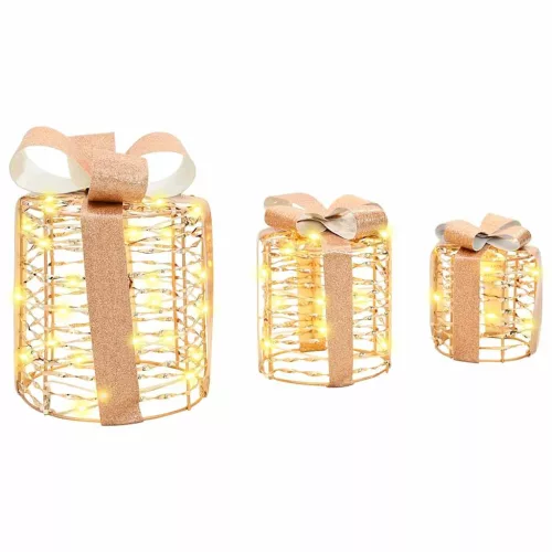  Ajándékdoboz Dekoráció 3 pcs Meleg fehér 12 cm 15 cm 20 cm PET