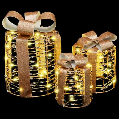  Ajándékdoboz Dekoráció 3 pcs Meleg fehér 12 cm 15 cm 20 cm PET