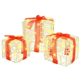    Ajándékdoboz 60 LED-del 3 pcs Meleg fehér 20 x 20 x 20 cm Akril