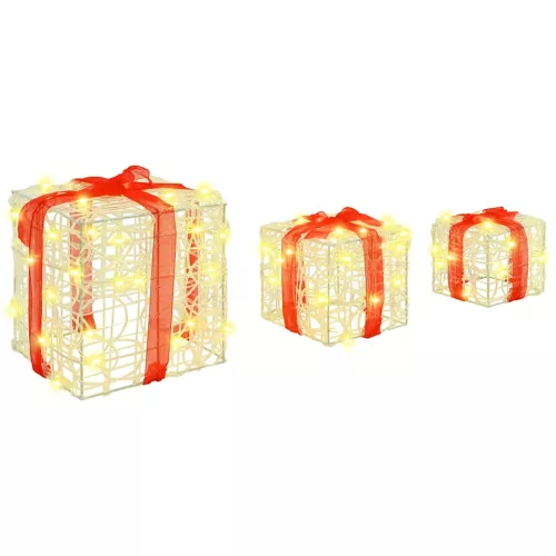  Ajándékdoboz 60 LED-del 3 pcs Meleg fehér 20 x 20 x 20 cm Akril