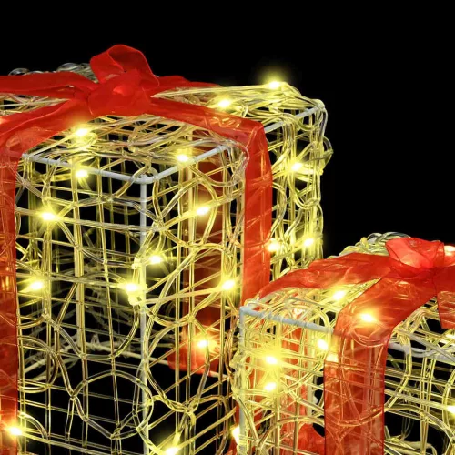  Ajándékdoboz 60 LED-del 3 pcs Meleg fehér 20 x 20 x 20 cm Akril