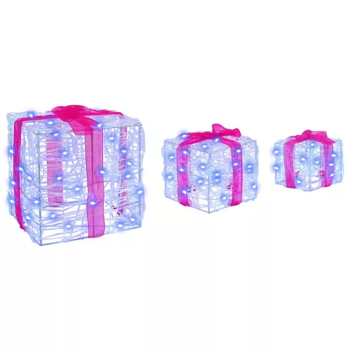  Ajándékdoboz 60 LED-del 3 pcs Kék 20 x 20 x 20 cm Akril