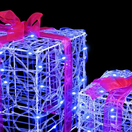  Ajándékdoboz 60 LED-del 3 pcs Kék 20 x 20 x 20 cm Akril