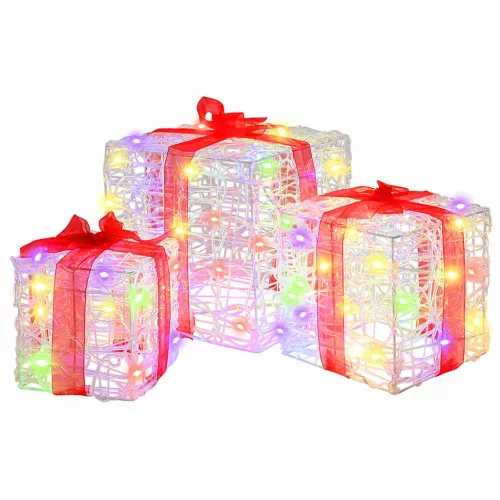 Ajándékdoboz 60 LED-del 3 pcs Sokszínű 20 x 20 x 20 cm Akril