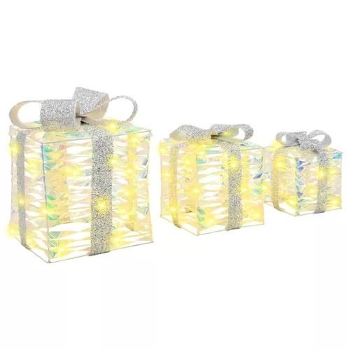  Ajándékdoboz 60 LED-del 3 pcs Meleg fehér 20 x 20 x 20 cm PET