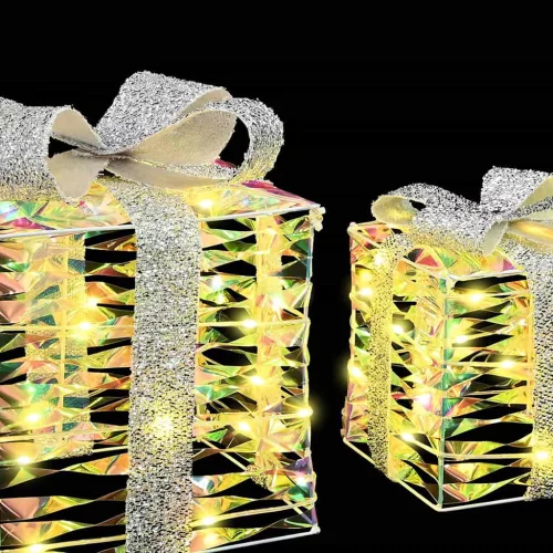  Ajándékdoboz 60 LED-del 3 pcs Meleg fehér 20 x 20 x 20 cm PET