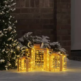    Ajándékdoboz 60 LED-del 3 pcs Meleg fehér 20 x 20 x 20 cm PET