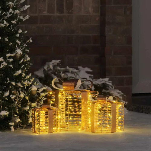  Ajándékdoboz 60 LED-del 3 pcs Meleg fehér 20 x 20 x 20 cm PET