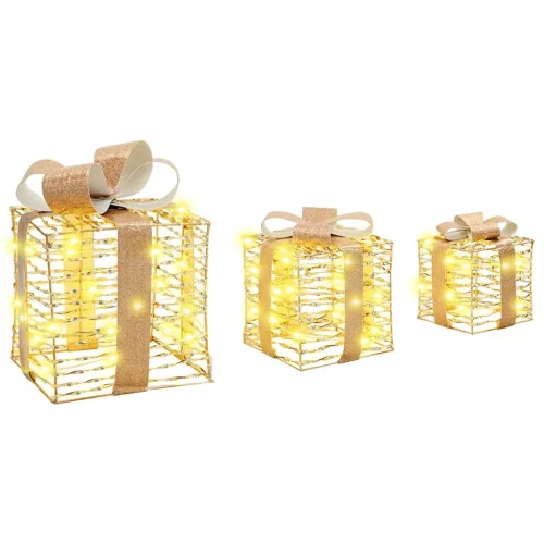  Ajándékdoboz 60 LED-del 3 pcs Meleg fehér 20 x 20 x 20 cm PET