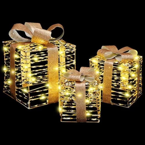  Ajándékdoboz 60 LED-del 3 pcs Meleg fehér 20 x 20 x 20 cm PET