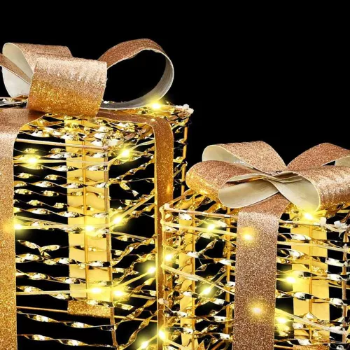  Ajándékdoboz 60 LED-del 3 pcs Meleg fehér 20 x 20 x 20 cm PET