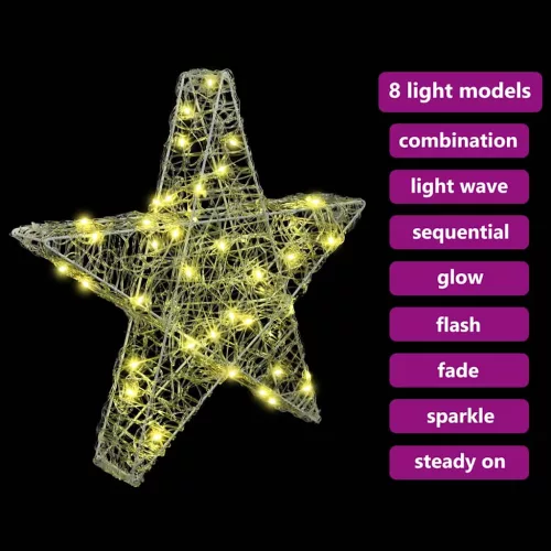  3D Csillag 50 LED-del Meleg fehér 55 x 53.5 x 10 cm Akril