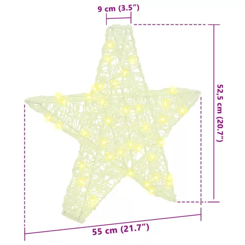  3D Csillag 50 LED-del Meleg fehér 55 x 53.5 x 10 cm Akril