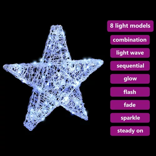  3D Csillag 50 LED-del Hideg feher 55 x 53.5 x 10 cm Akril