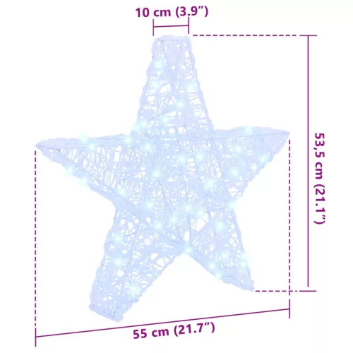  3D Csillag 50 LED-del Hideg feher 55 x 53.5 x 10 cm Akril