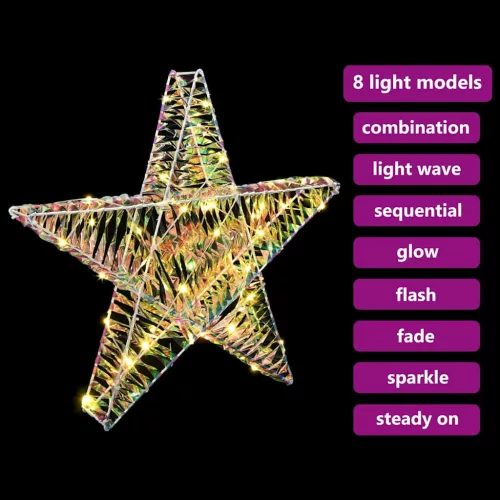  3D Csillag 50 LED-del Meleg fehér 55 x 52.5 x 9 cm PET