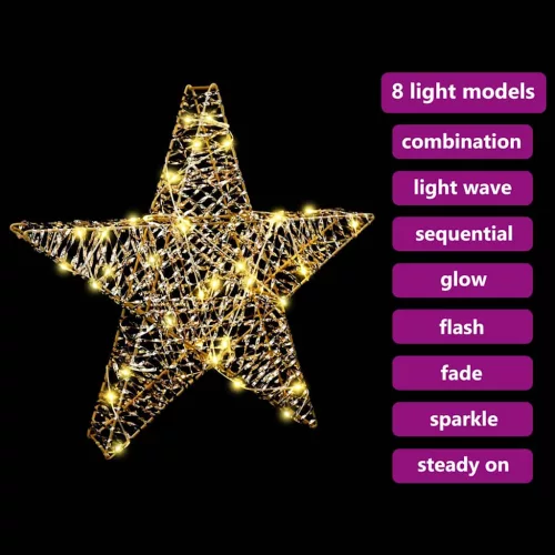  3D Csillag 50 LED-del Meleg fehér 55 x 52.5 x 9 cm PET