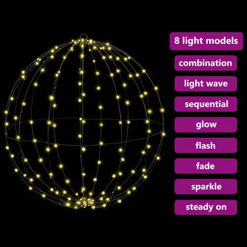  Labda 192 LED-del Meleg fehér 59,5 x 59,5 x 63 cm Fém