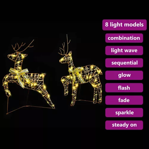  LED rénszarvasok 2 pcs Meleg fehér 64 x 42 x 15 cm PET