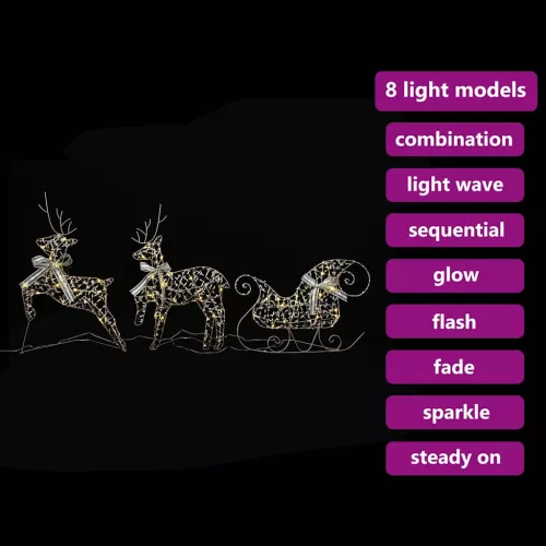  LED rénszarvasok 60 LED-del 3 pcs Meleg fehér PET
