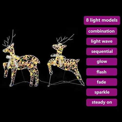  LED rénszarvasok 2 pcs Meleg fehér 64 x 42 x 15 cm PET