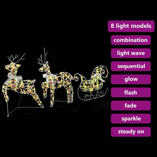  LED rénszarvasok 60 LED-del 3 pcs Meleg fehér PET