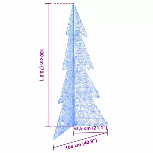  Karácsonyfa 240 LED-del Kék 180 cm Akril
