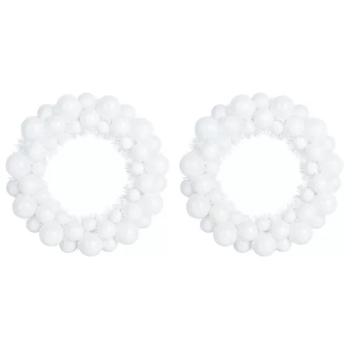  Karácsonyi labda koszorúk 2 pcs Fehér 33 x 33 x 7 cm