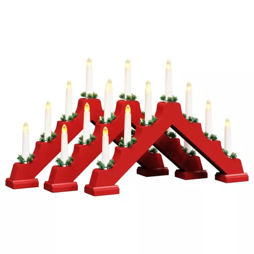  Karácsonyi gyertya híd 7 LED-del 3 pcs Piros 39.5 x 5 x 29 cm
