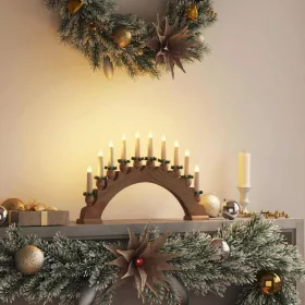  Karácsonyi gyertyatartó ív 10 LED gyertyával Barna