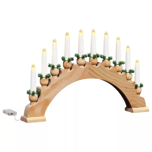  Karácsonyi gyertyatartó ív 10 LED gyertyával Barna