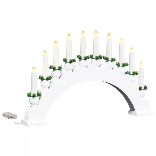  Karácsonyi gyertyatartó ív 10 LED gyertyával Fehér