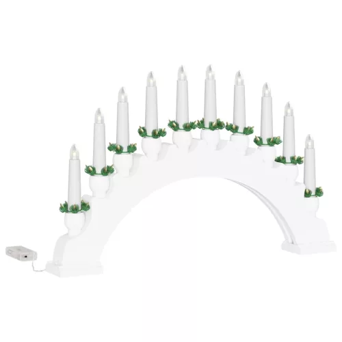  Karácsonyi gyertyatartó ív 10 LED gyertyával Fehér