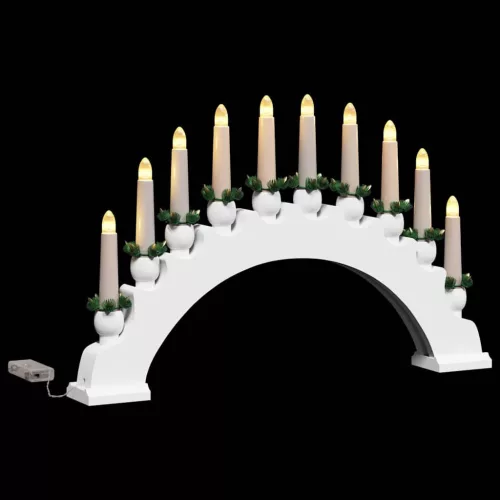  Karácsonyi gyertyatartó ív 10 LED gyertyával Fehér