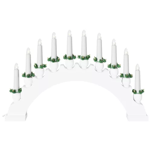  Karácsonyi gyertyatartó ív 10 LED gyertyával Fehér