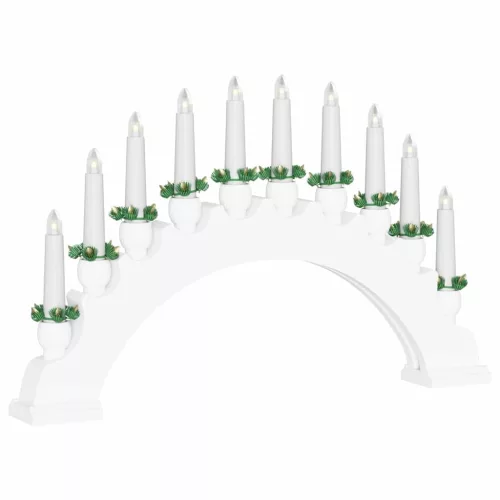  Karácsonyi gyertyatartó ív 10 LED gyertyával Fehér