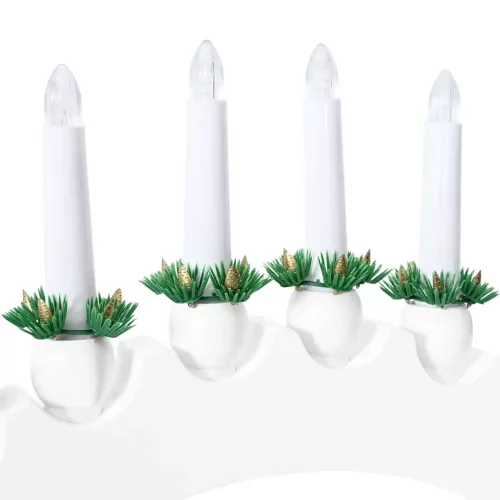  Karácsonyi gyertyatartó ív 10 LED gyertyával Fehér