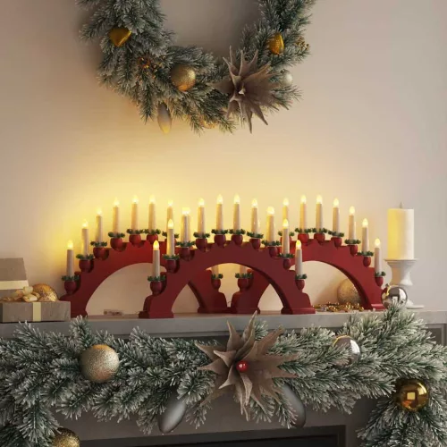  Karácsonyi gyertyatartó ív 10 LED gyertyával 3 pcs Piros