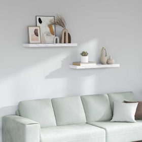    Falpolc tárolóval 2 pcs Fehér márvány 80 x 23,5 x 4 cm Faanyag