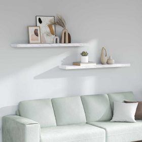    Falpolc tárolóval 2 pcs Fehér márvány 120 x 23,5 x 4 cm Faanyag