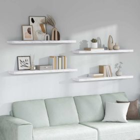    Falpolc tárolóval 4 pcs Fehér márvány 120 x 23,5 x 4 cm Faanyag