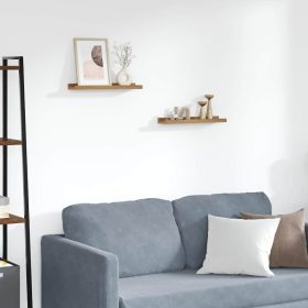    Falpolc polcokkal tárolóval 2 pcs Barna 40 x 9 x 3 cm Faanyag