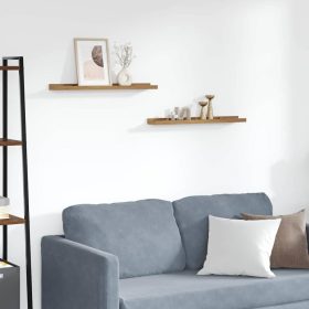    Falpolc polcokkal tárolóval 2 pcs Barna 60 x 9 x 3 cm Faanyag