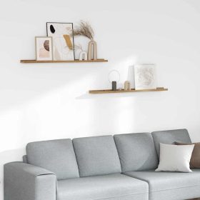    Falpolc polcokkal tárolóval 2 pcs Barna 100 x 9 x 3 cm Faanyag