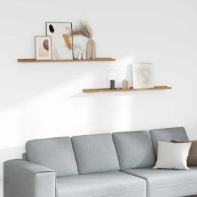    Falpolc polcokkal tárolóval 2 pcs Barna 115 x 9 x 3 cm Faanyag