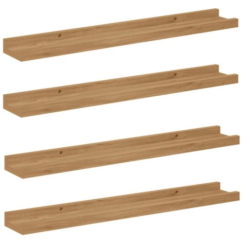 Falpolc polcokkal tárolóval 4 pcs Barna 60 x 9 x 3 cm Faanyag